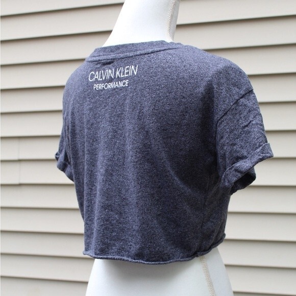 Calvin Klein Performance Short Sleeve Crop Gray T-Shirt - Picture 4 of 5